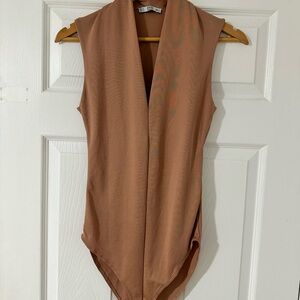 Zara Tan Drape Bodysuit